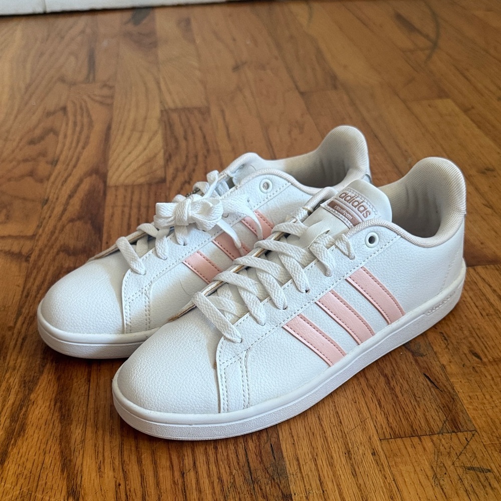 Adidas Cloudfoam White and Light Pink Sneakers